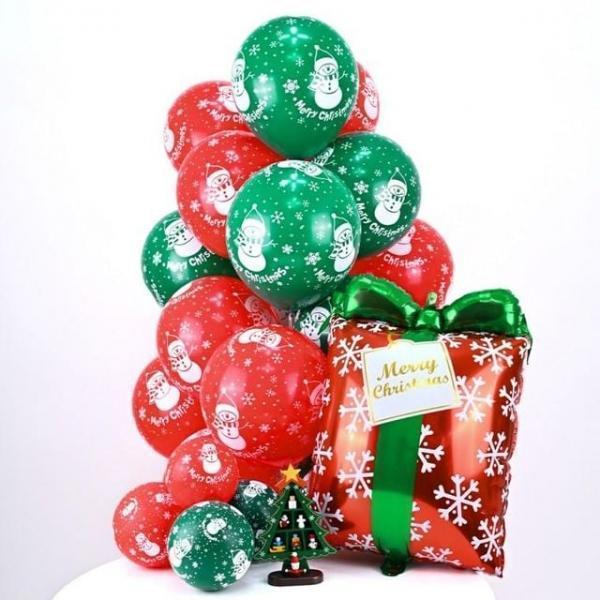 조이30cm크리스마스풍선 눈사람혼합 50개입 파티장식 풍선 장식 파티 크리스마스