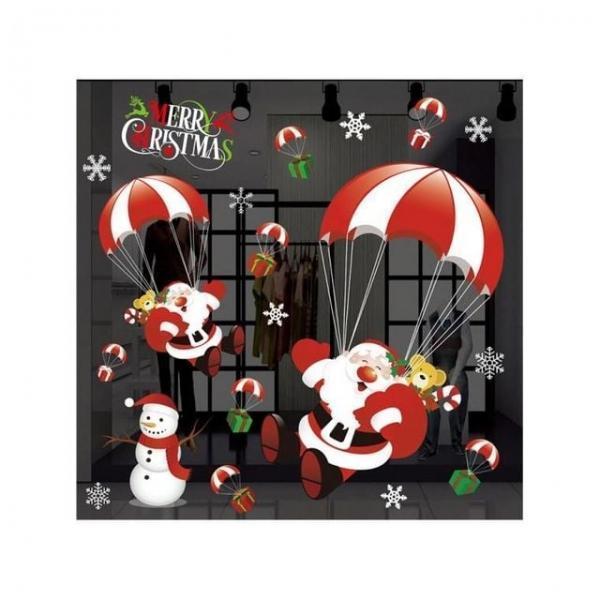 크리스마스윈도우스티커 중 낙하산산타 장식 유리 용품 크리스마스 파티