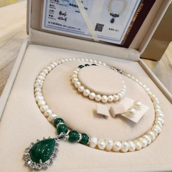 못난이 담수 진주 목걸이 팔찌 귀걸이 선물 세트 시어머니 어버이날 선물 크리스마스 생일선물 친정엄마
