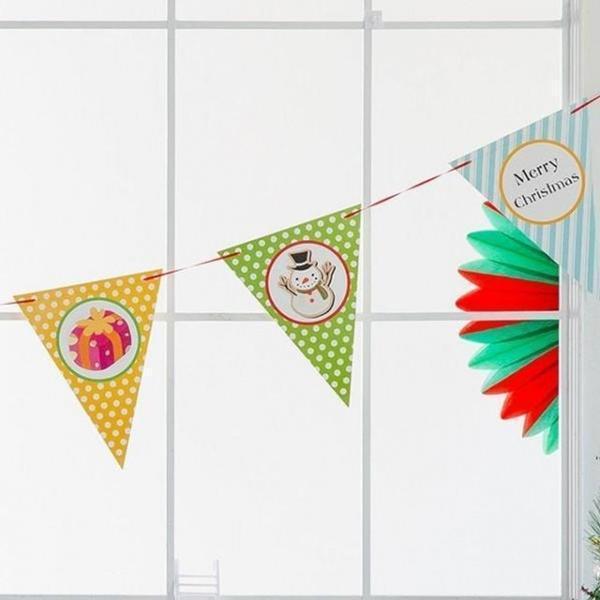 페이퍼크리스마스삼각가랜드 아이콘 파티용품 성탄절 삼각가랜드 크리스마스 파티용품 성탄절 종이가랜드