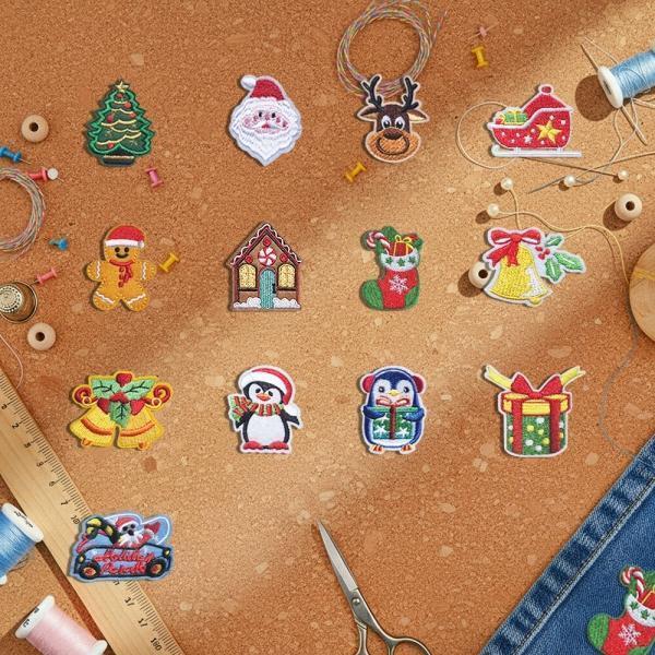패브릭 전용 열부착 디자인 자수 패치 크리스마스(C) 13개입 세트