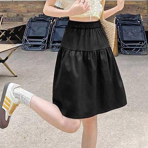 여성 2컬러 미디기장 루즈핏밴딩치마 TDN-0272