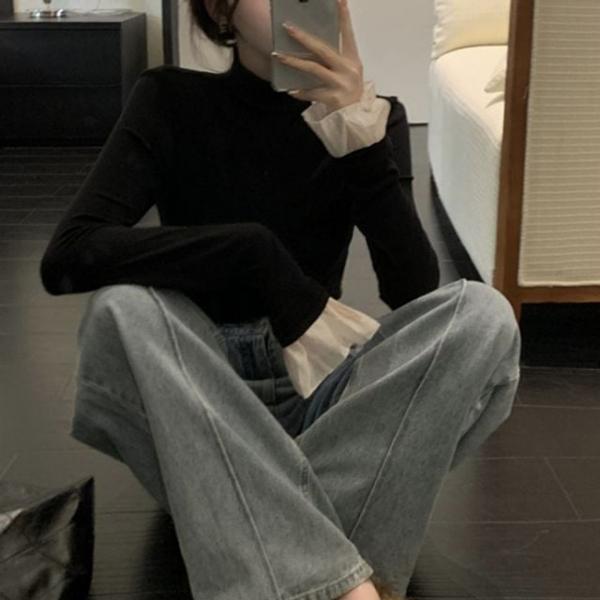 베이직 하이넥 긴팔티 여성 가을 겨울 이너티셔츠