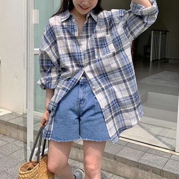 루즈핏 체크셔츠 여름 남방 데일리 캐주얼룩