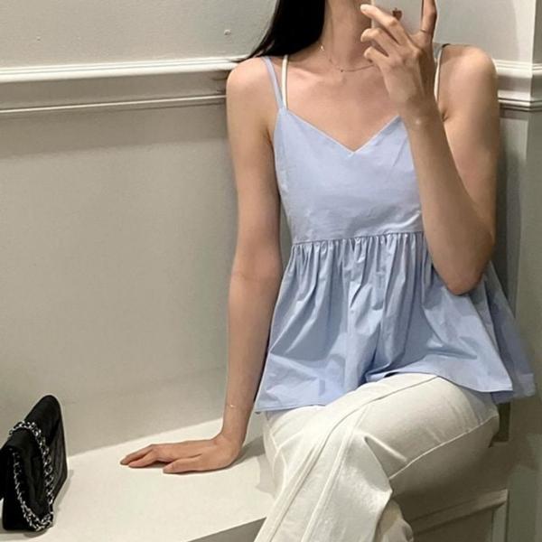 여성 스카이블루 민소매 블라우스 나시 여름옷