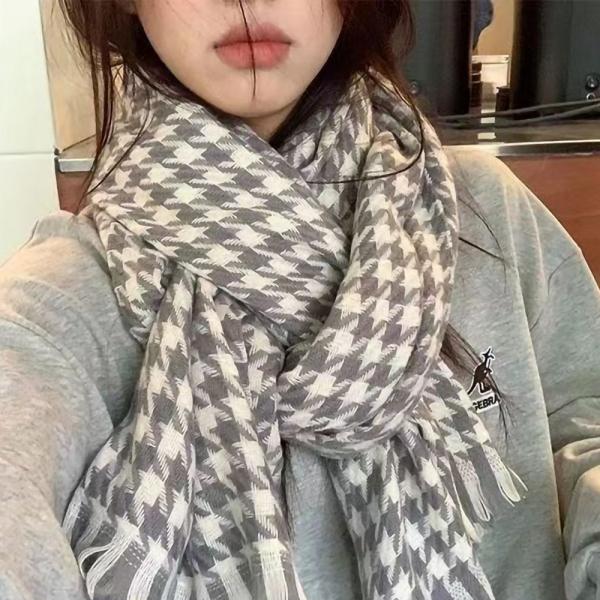 겨울머플러 면머플러 여성목도리 체크 커플 목돌이