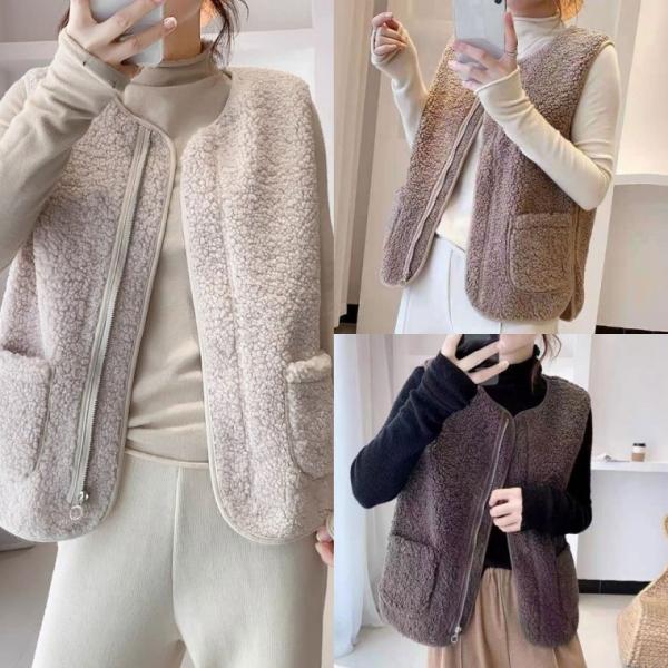 양털뉴지퍼조끼 양털조끼 뽀글이 보온 겨울 방한