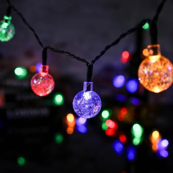 태양광 LED 100구 스노우볼 가랜드전구 루프탑 줄조명