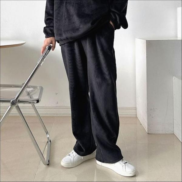 남성 인조양털 안감 겨울 방한 와이드핏 일자바지 4색