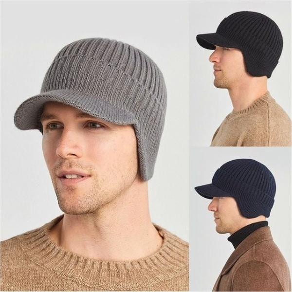 남성 귀달이 방한모자 기모안감 겨울 니트 털모자 방한