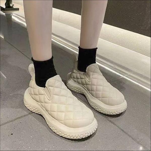 여성 기모슬립온 겨울 방한 운동화 퀼팅 키높이 신발