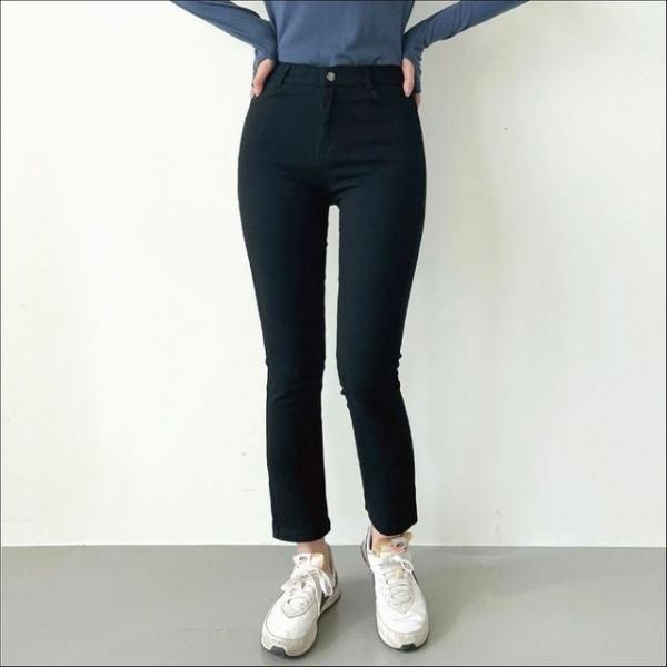 여성 겨울 기모 스키니진 블랙진 스판 일자바지