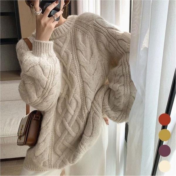 여성 꽈배기 니트티 케이블 니트 포근한 겨울 스웨터
