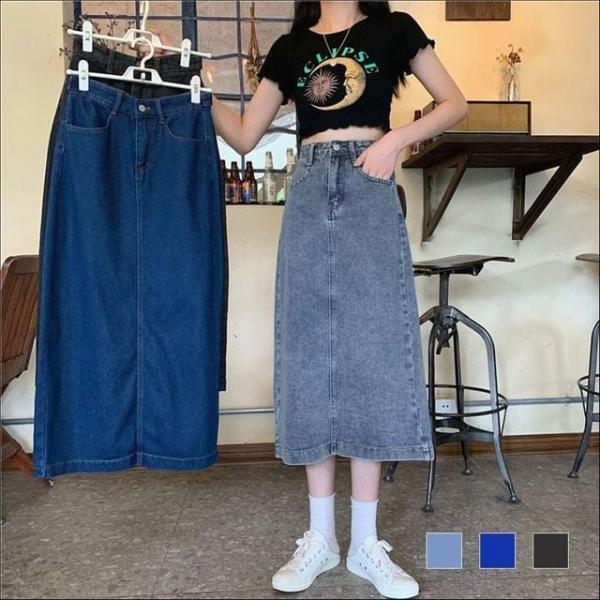 롱청치마 데님스커트 여성 데일리 롱치마 A라인 캐주얼