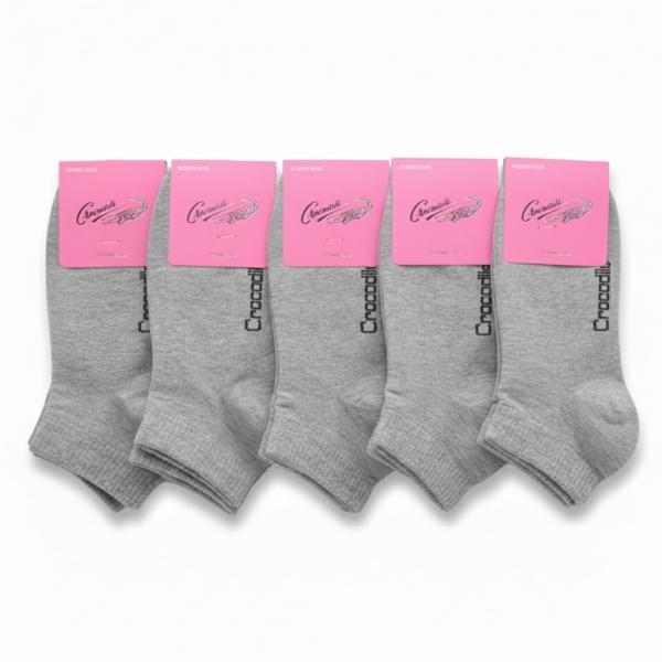 크로커다일 여성 무지 단목양말 그레이 5켤레