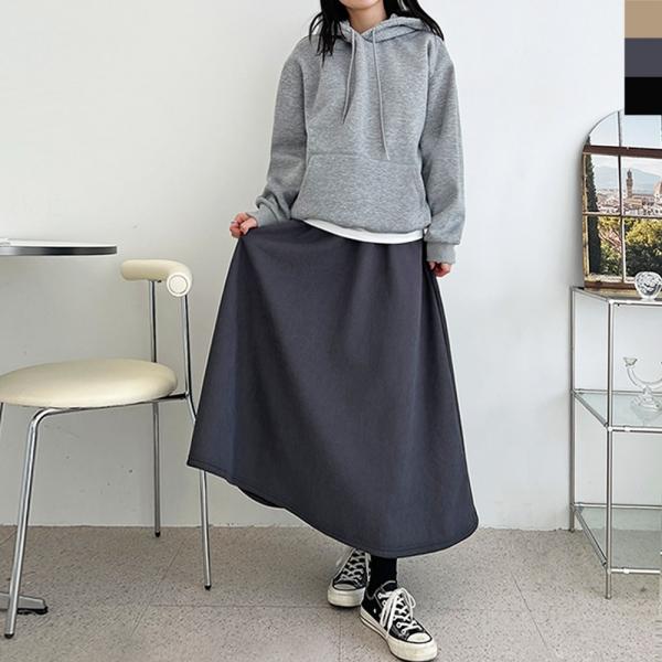 GAA FW1051W 여자 겨울 코듀로이 골덴 플레어 롱 스커트 (양털안감)