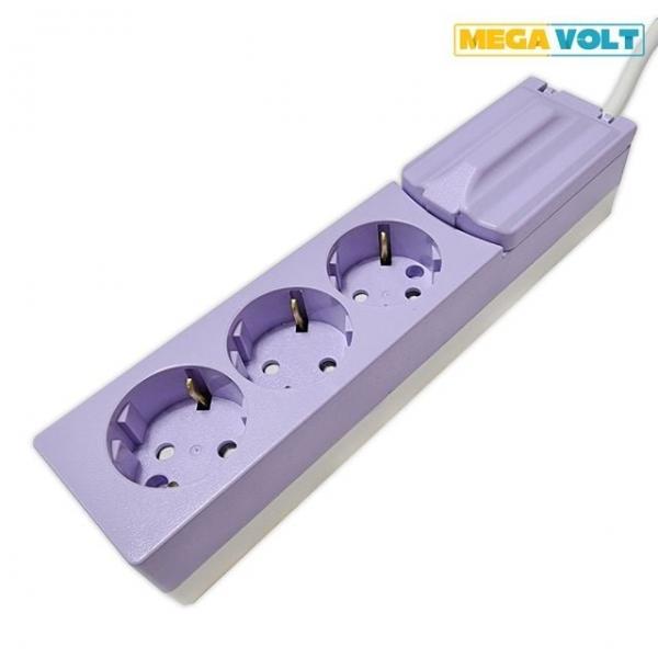 위드아이앤씨 메가볼트 4000W 고용량 컬러 멀티탭 3구 1.5M(퍼플)