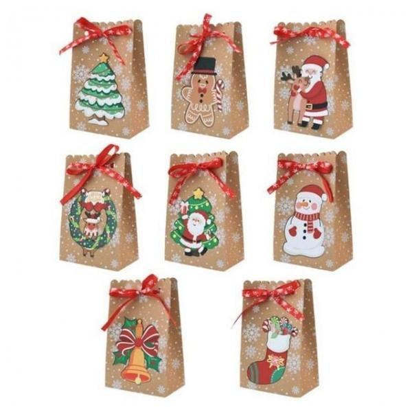 크리스마스 선물포장 눈꽃봉투 24장세트 크라프트봉투 봉투 크리스마스 선물 포장 종이