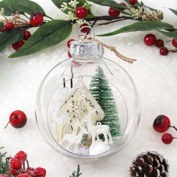 스노우 투명 장식볼(12cm) (화이트루돌프)