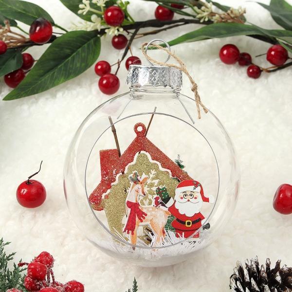 스노우 투명 장식볼(12cm) (산타루돌프)