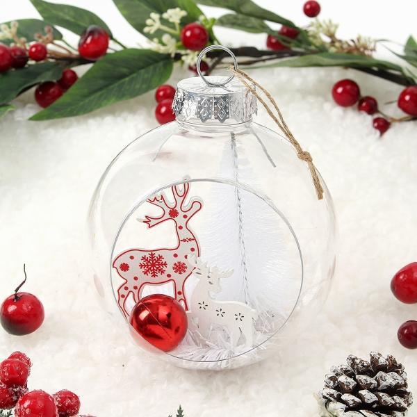 스노우 투명 장식볼(12cm) (눈꽃루돌프)