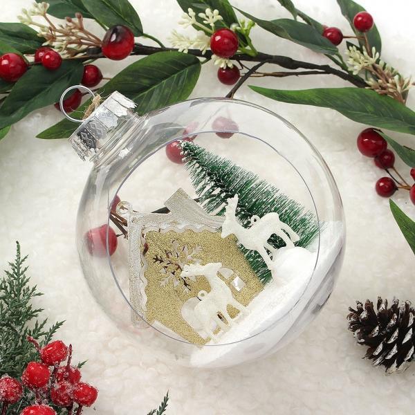 스노우 투명 장식볼(15cm) (화이트루돌프)