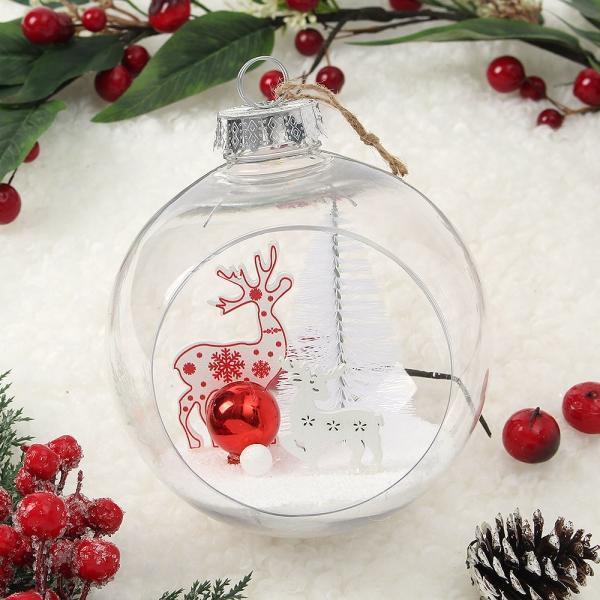 스노우 투명 장식볼(15cm) (눈꽃루돌프)