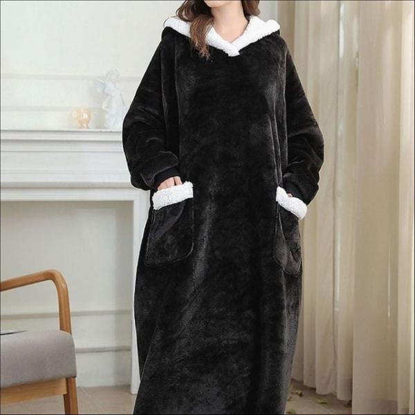 극세사 후드 겨울 입는담요 블랭킷 대형 포근한 가운 집콕