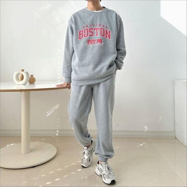 남자 데일리 기모 맨투맨 조거팬츠 트레이닝복 세트 상하의