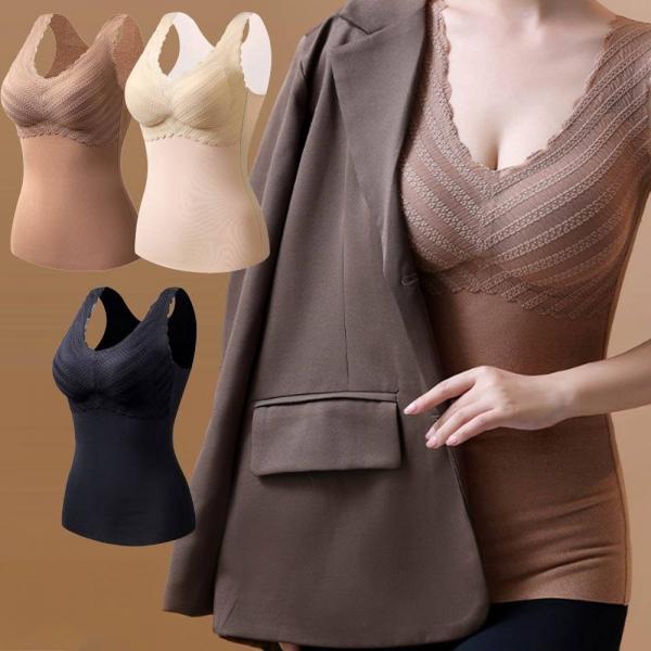 여성 핫 보온 나시 복부기모 민소매 캡내장 런닝 속옷