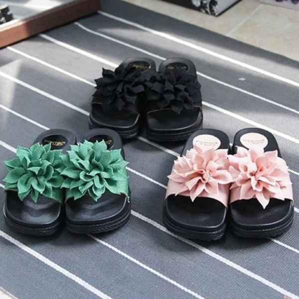푹신한 플로라 여성 여름 EVA 슬리퍼 굽높이 4CM