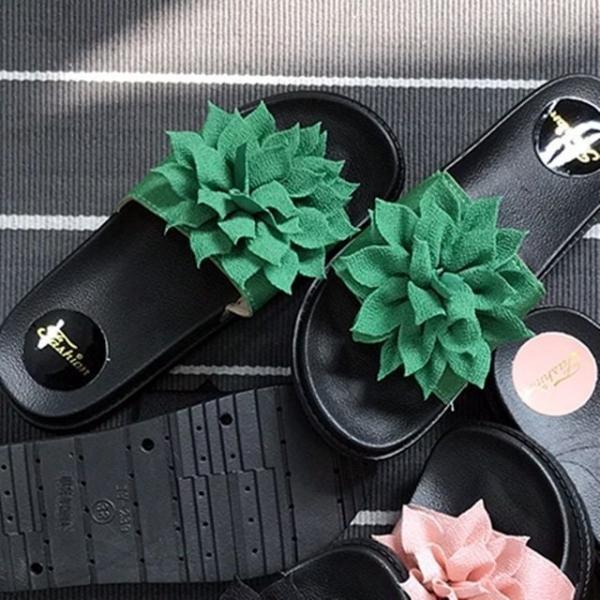 푹신한 플로라 여성 여름 EVA 슬리퍼 굽높이 그린 240