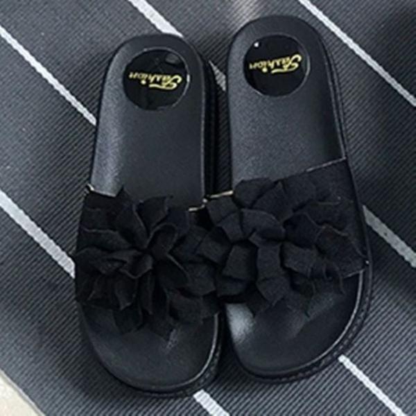 푹신한 플로라 여성 여름 EVA 슬리퍼 굽높이 블랙 240