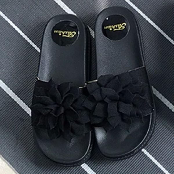 플로라 푹신한 여성 여름 EVA 슬리퍼 굽높이 블랙 250