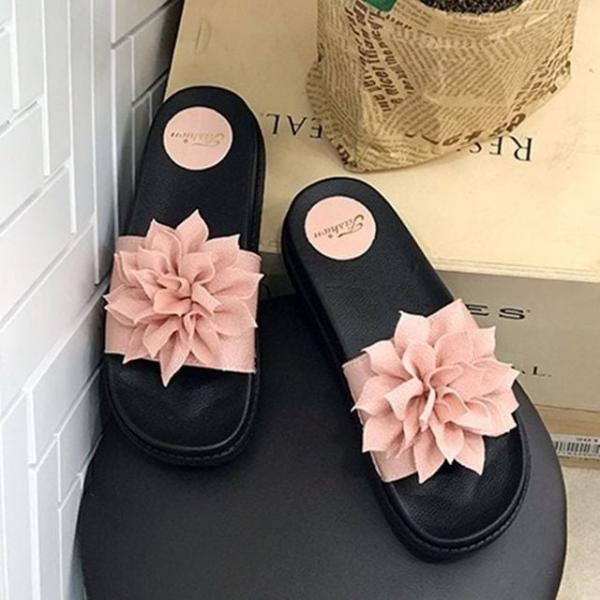 플로라 푹신한 여성 여름 EVA 슬리퍼 굽높이 핑크 240