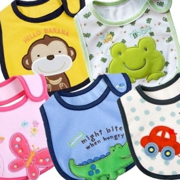 순면 방수 신생아 유아 캐릭터 이유식 턱받이 침받이 24종