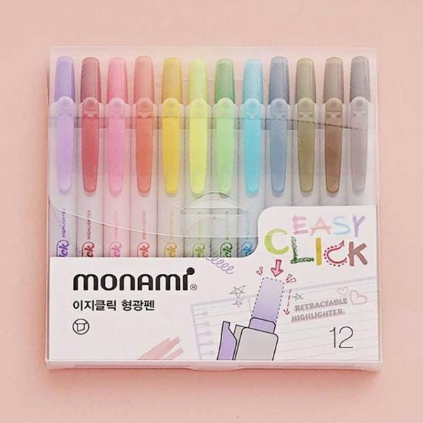 모나미이지클릭형광펜 다꾸용품 형광볼펜