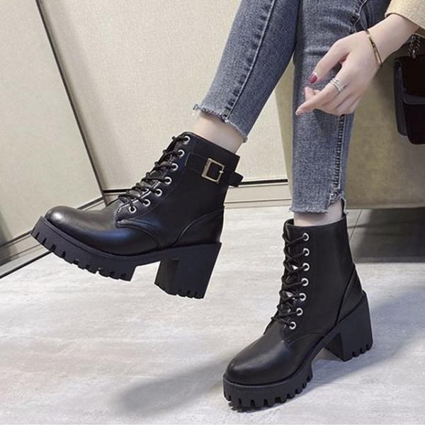 청키힐 레이스업 여성워커 키높이부츠 스트릿패션