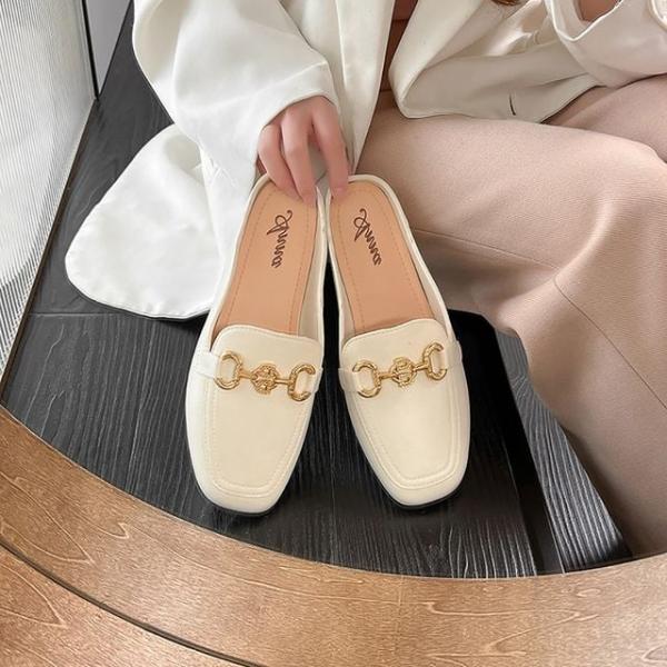 골드체인 스퀘어 블로퍼 여성 데일리 로퍼뮬 오피스슈즈