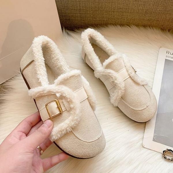 골드버클 여성퍼로퍼 겨울털신발 따뜻한보온로퍼