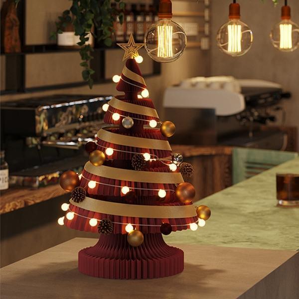 크리스마스 종이트리 전구 장식 풀세트(53cm)