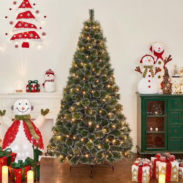 210cm 뉴리얼 솔잎 눈꽃 트리 크리스마스 중형트리