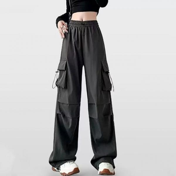 밴딩 카고 와이드 팬츠 여성 루즈핏 바지