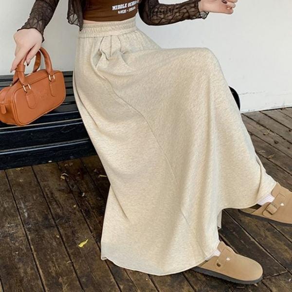 롱 플레어 스커트 여성 밴딩 A라인 치마