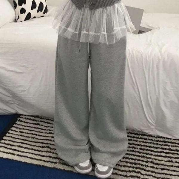 와이드 트레이닝 팬츠 여성 루즈핏 밴딩 바지