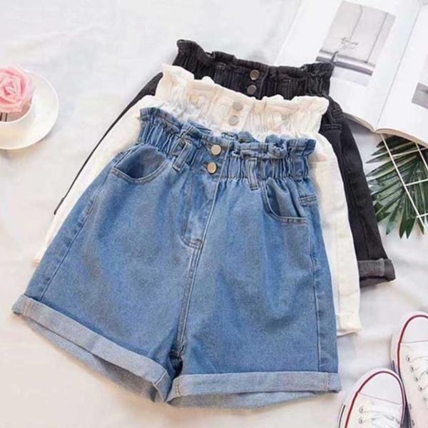 하이웨스트 밴딩 데님 숏팬츠 여성 반바지