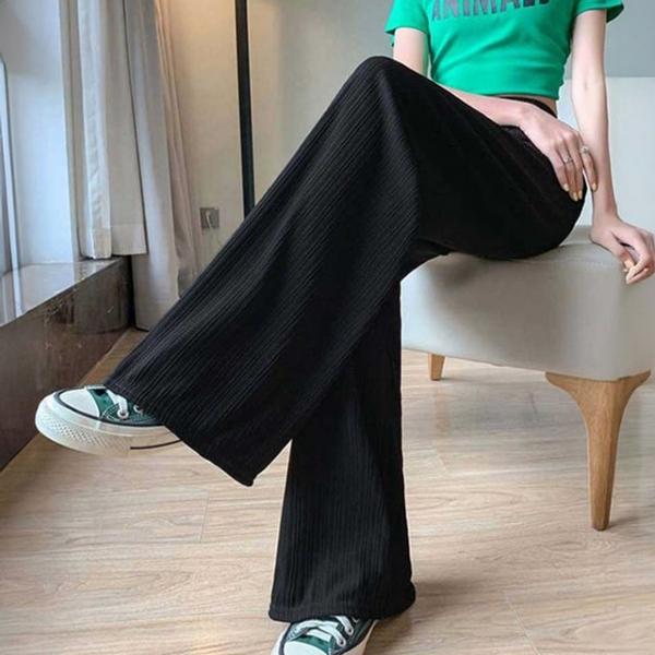 골지 와이드 팬츠 여성 밴딩 루즈핏 바지