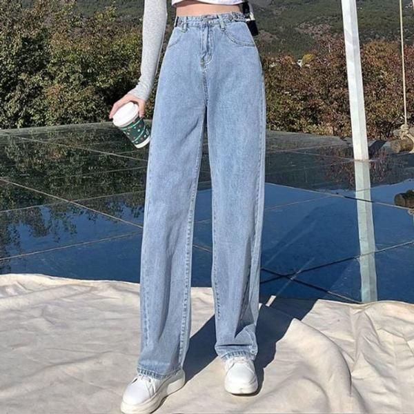 와이드 롱 데님 팬츠 여성 루즈핏 청바지