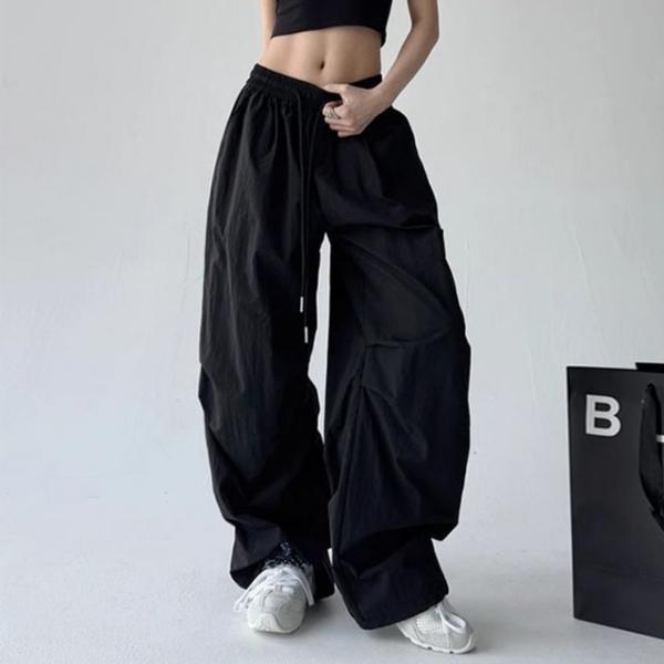 루즈핏 와이드 카고 팬츠 여성 밴딩 바지