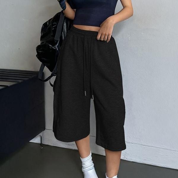 와이드 트레이닝 반바지 여성 밴딩 버뮤다 팬츠